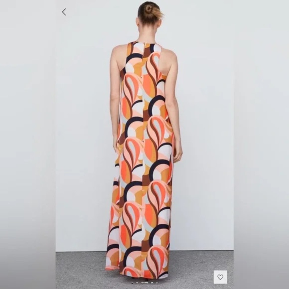 NWT Mango Vibrant Pink and Brown Maxi Dress, L(8) - Picture 2 of 5